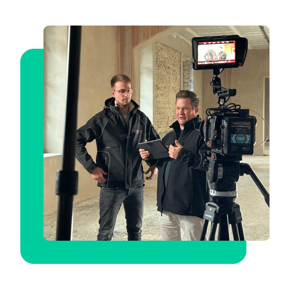 agn Mitarbeiter auf der Baustelle im Interview mit dem upmesh Team